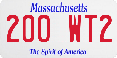 MA license plate 200WT2