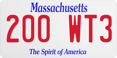 MA license plate 200WT3
