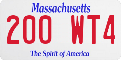 MA license plate 200WT4