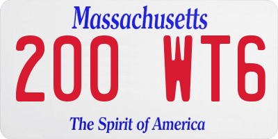 MA license plate 200WT6