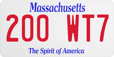MA license plate 200WT7