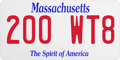 MA license plate 200WT8