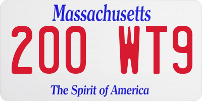 MA license plate 200WT9