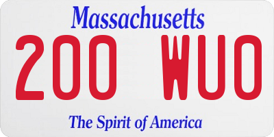 MA license plate 200WU0