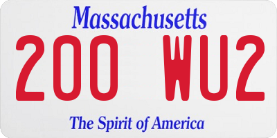 MA license plate 200WU2
