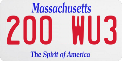 MA license plate 200WU3