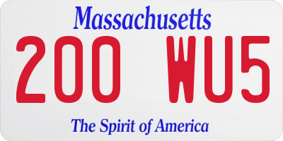 MA license plate 200WU5