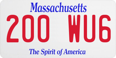 MA license plate 200WU6