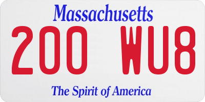 MA license plate 200WU8