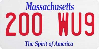 MA license plate 200WU9