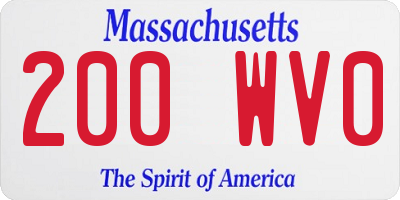 MA license plate 200WV0