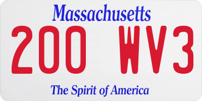 MA license plate 200WV3