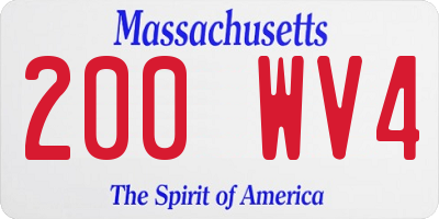 MA license plate 200WV4