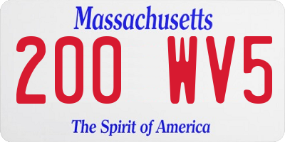 MA license plate 200WV5