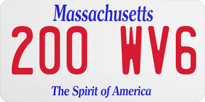 MA license plate 200WV6