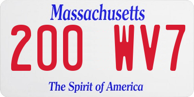MA license plate 200WV7