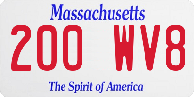 MA license plate 200WV8