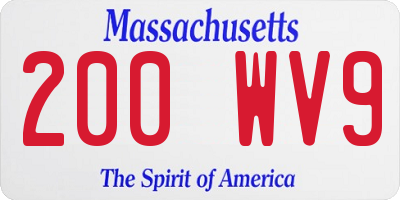 MA license plate 200WV9