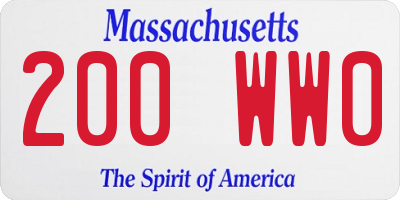 MA license plate 200WW0