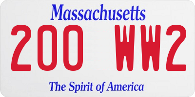 MA license plate 200WW2