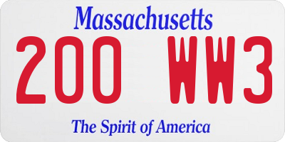 MA license plate 200WW3