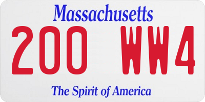 MA license plate 200WW4