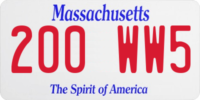 MA license plate 200WW5