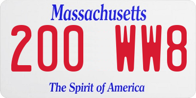 MA license plate 200WW8