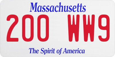 MA license plate 200WW9
