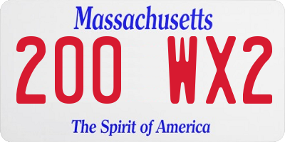 MA license plate 200WX2