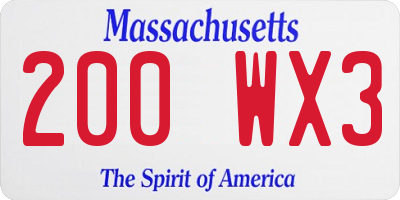 MA license plate 200WX3