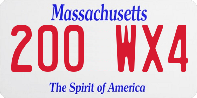 MA license plate 200WX4