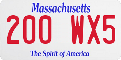 MA license plate 200WX5
