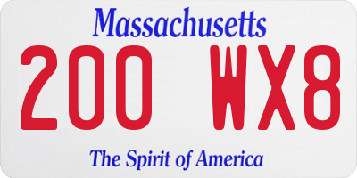 MA license plate 200WX8
