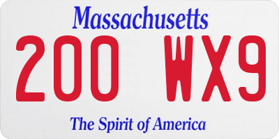 MA license plate 200WX9