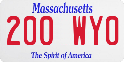 MA license plate 200WY0