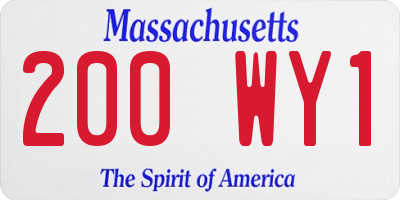 MA license plate 200WY1