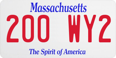 MA license plate 200WY2