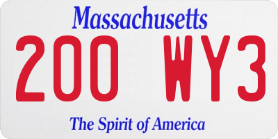 MA license plate 200WY3