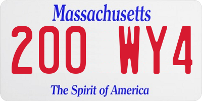 MA license plate 200WY4