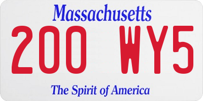 MA license plate 200WY5