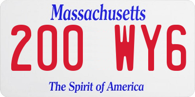 MA license plate 200WY6