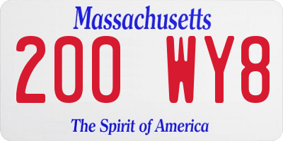 MA license plate 200WY8