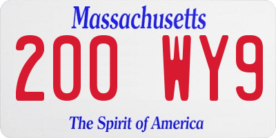 MA license plate 200WY9