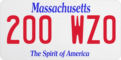 MA license plate 200WZ0