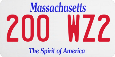 MA license plate 200WZ2