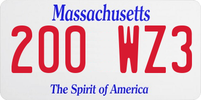 MA license plate 200WZ3