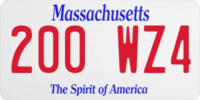 MA license plate 200WZ4