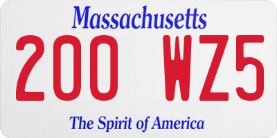 MA license plate 200WZ5