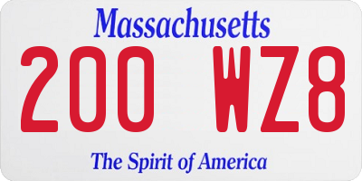 MA license plate 200WZ8